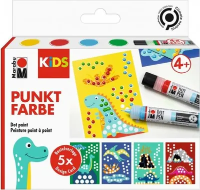 Produktbild von Marabu KiDS Punktfarbe Dot Pen Set "Dino" 4 x 25 ml