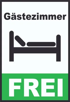 Produktbild von Gästezimmer FREI Schild Zimmer Frei Hochkant A2 Rückseite selbstklebend
