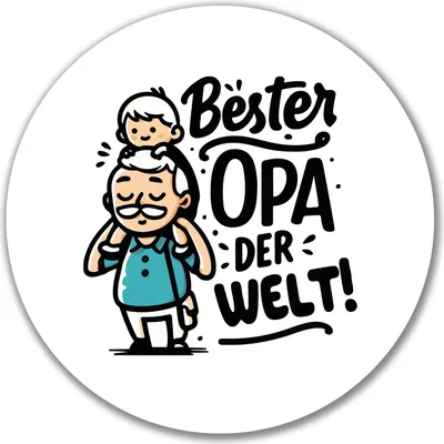 Produktbild von Huuraa Aufkleber Bester Opa der Welt 10cm rund Sticker Geschenkidee
