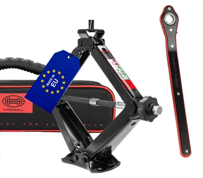 Produktbild von HEYNER® Scherenwagenheber 1,3 t für Mercedes-Benz ML GL GLE GLC S-Klasse Hubhöhe bis 420 mm, 17 mm Ratsche mit Rechts- und Linkslauf, stabile Standfläche, Kurbeln auch per Hand, Tasche inklusive