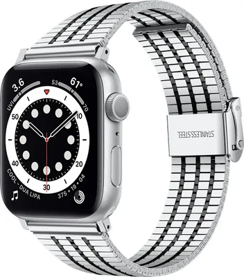 Produktbild von Strap-it Apple Watch 8 Edelstahlarmband (Silber/Schwarz)