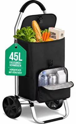 Produktbild von Avalo Einkaufstrolley mit Kühlfach - Zusammenklappbar - Herausnehmbare Einkaufstasche - Einkaufswagen