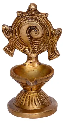 Messing-Diya Öllampe, handgefertigt, gold, 7x6x12 cm