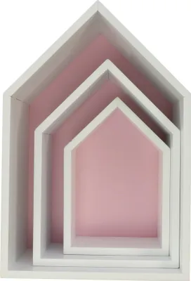 Produktbild von Puckdaddy Hausregal Elise in Rosa 3er Set dekorative Regale im Haus Design Kinderzimmer Regal