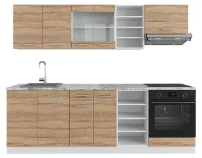 Produktbild von Küchenzeile Vicco R-Line Sonoma/Weiß 240 cm ohne Arbeitsplatte, Model 37673
