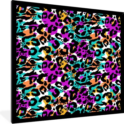 Produktbild von MuchoWow® Gerahmtes Poster Pantherdruck - Farbe - Flecken 40x40 cm - Poster mit Schwarzem Bilderrahmen Wandposter Rahmen Foto Bilder - Mit Rahmen - Wanddekoration Schlafzimmer
