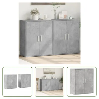 Produktbild von The Living Store Sideboards 2 Stk. Betongrau 60x31x70 cm Holzwerkstoff