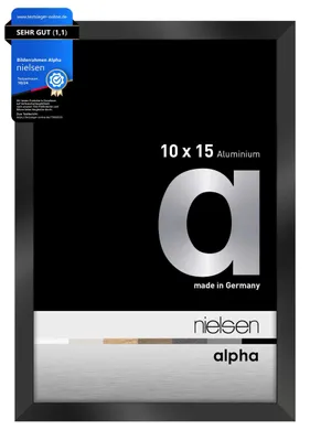 Produktbild von nielsen Aluminium Bilderrahmen Alpha, 10x15 cm, Eloxal Schwarz Glanz