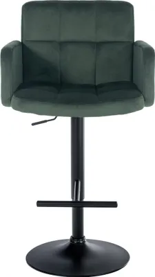 Produktbild von 2er Set Barhocker SUTUN - Samt Dunkelgrün 60x56x93 cm Schwarz | Barstuhl Höhenverstellbar Mit Lehne Drehbar Tresenhocker Tresenstuhl Kneipenhocker