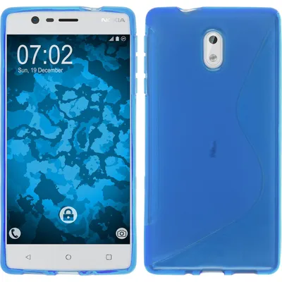 Produktbild von PhoneNatic Case für Nokia 3 Hülle Silikon blau S-Style Cover 3 Tasche + 2 Schutzfolien