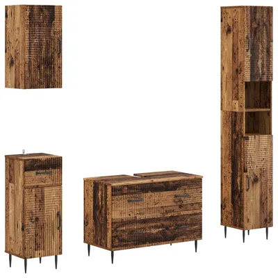 Immagine prodotto di vidaXL Set di 4 mobili da bagno HAARLEM, legno massello riciclato e materiale composito