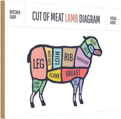Produktbild von vianmo Holzschild 12x18 cm Lamm cuts of meat lamb Metzgerei Hofladen Marktstand Laden