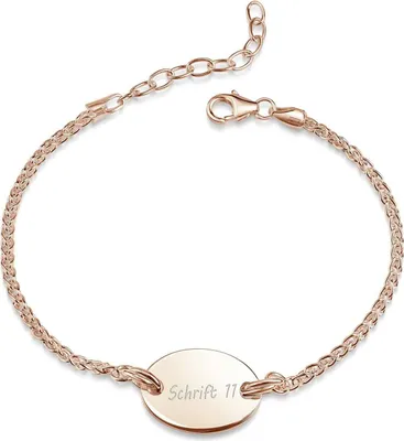 Produktbild von MATERIA by Matthias Wagner Gravurarmband Rosegold mit ovaler Gravurplatte 925 Silber rosé vergoldet SA-155-Rosegold