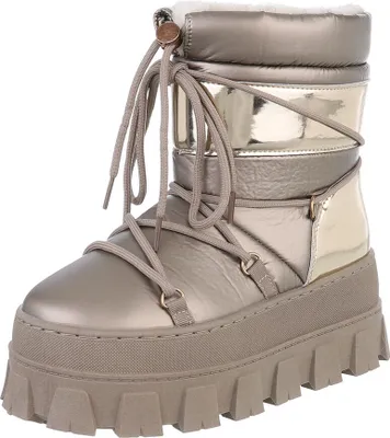 Produktbild von Ital-Design Damen Stiefeletten High-Heel Stiefeletten Plateaustiefeletten Schnürstiefeletten Warm gefüttert , Synthetikoptik Snowboots 87283963 Bronze Gr.  40