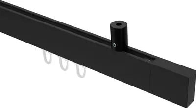 Produktbild von Interdeco Innenlaufstange / Gardinenstange mit Innenlauf Schwarz, Typ Sonius Lox (Quader) Deckenmontage, 14x35 mm 1-läufig, 120 cm