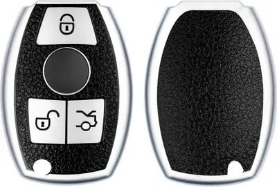 Produktbild von kwmobile Autoschlüssel Hülle kompatibel mit Mercedes Benz 3-Tasten Autoschlüssel - Schlüsselhülle Cover Silber Schwarz
