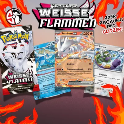 Produktbild von POKÉMON KARTEN WEIßE FLAMMEN 20 STÜCK | RESHIRAM GLITZER, DEUTSCH, BOOSTERFRISCH sammelkarten