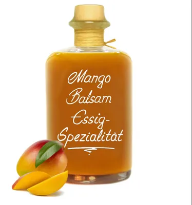 Produktbild von Exotischer Mango Balsam Essig - Spezialität 0,5L mit 40% Fruchtmark vollfruchtig & sehr mild 5% Säure