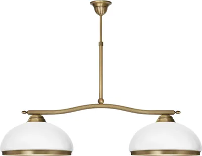 Produktbild von Kronleuchter Messing Goldpatina Hochglanz-Glasschirm weiß glänzend 81x30x68cm 2xE27 120W Esszimmer Wohnzimmer klassisch elegant höhenverstellbar Decke