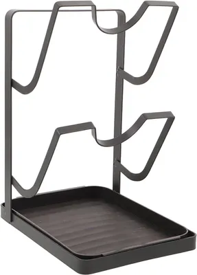 Immagine prodotto di Porta coperchi a due piani con cestello raccogligocce removibile – un accessorio salvaspazio per la cucina, ideale per riporre coperchi e taglieri