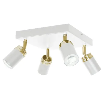 Zdjęcie produktu dla Lampa sufitowa kwadratowa 4 reflektorki biało-złota 4xGU10 15W Reno Luminex