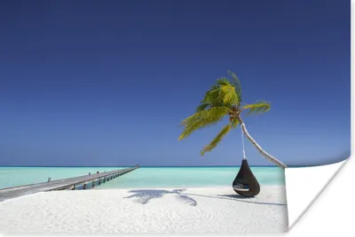 Produktbild von MuchoWow® Poster Hängematte - Palme - Strand 60x40 cm - Schlafzimmerdekoration