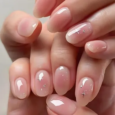 Produktbild von GKA Künstliche Fingernägel 24p G48 zum Aufkleben press on Nails Klebepads natur Stern mit Kleber und Nagelfeile Nägel Kunstnägel Express Nagelstudio