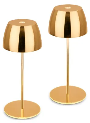 Produktbild von Briloner Serina Mini Mini LED Tischlampe kabellos IP44, 2er Set, Dimmbar, Touch, Spritzwasserschutz, Kabellos, Goldfarbig, Ø8 x 20 cm