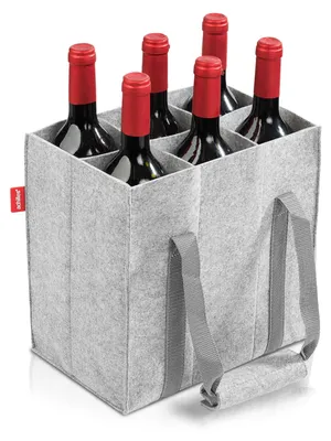 Produktbild von Flaschentasche Flaschentransporttasche Flaschenträger - 6 Fächer - Filz - 27 x 18 x 27 cm