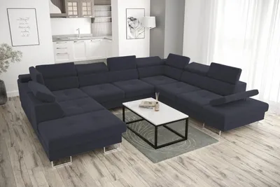 Produktbild von Ecksofa GALAXY MAX I Ecksofa mit Schlaffunktion, 280x350x225 cm, Bettkasten, verstellbaren Kopfstützen & Armlehne - Stoff Terra 96, Dunkelgrau Rechts