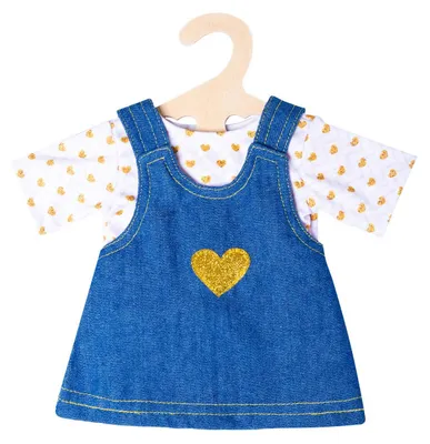 Immagine prodotto di Abito di jeans per bambola Goldstück con maglietta, taglia 28-35 cm