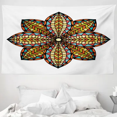 Produktbild von ABAKUHAUS Mandala Wandteppich, Bunte Blumen aus Weiches Mikrofaser Stoff Waschbar ohne Verblassen Digitaldruck, 230 x 140 cm, Mehrfarbig