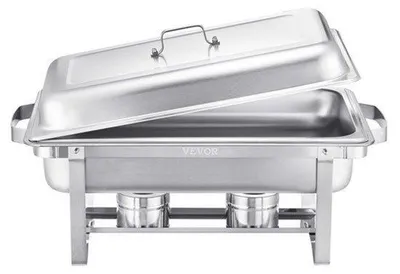 Obrázek produktu pro Sada ohřívacích nádob pro catering – 4 kusy – objem 7,5 litrů – nerezová ocel – stříbrná barva – ohřívač potravin
