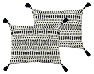 Kissen Doppelpack 40x60 cm schwarz gewebt Polyester