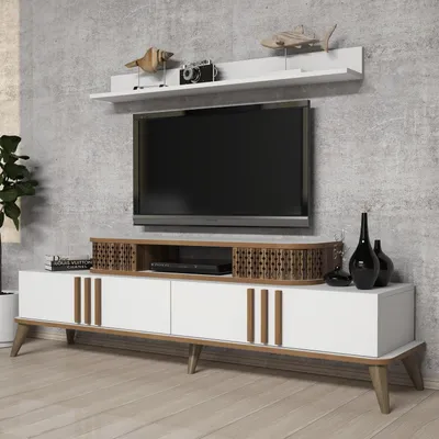 Produktbild von Skye Decor, Eylül - White, TV-Einheit, Weiß, 100 % MELAMINBESCHICHTETE SPANPLATTEN, 168 x 39 x 51,6 cm