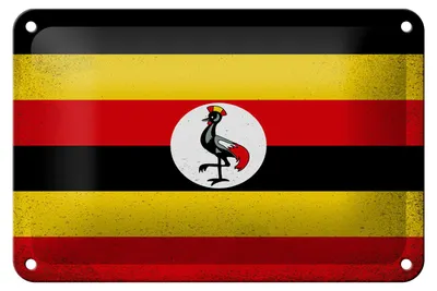 Produktbild von Blechschild Flagge Uganda 18x12cm Flag of Uganda Vintage Dekoration