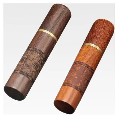 Produktbild von Set aus Leder-Nadeln mit Aufbewahrungsbox aus Holz für Nähnadeln, Fingerhut und Nahttrenner