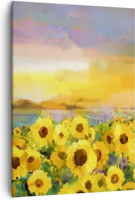 Produktbild von Bild auf Leinwand - Leinwandbild - Einteilig - Sonnenblumen Blume - 50x70cm - Wand Bild - Wanddeko - Wandbilder - Leinwanddruck - Wanddekoration - Leinwand bilder - Wandbild - PA50x70-3775