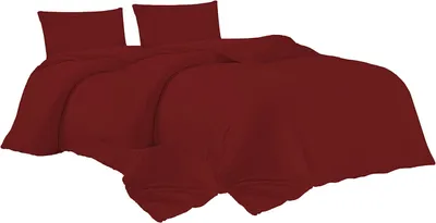 Produktbild von Bettwäsche 2er 135x200 + 2er 40x80 cm Kirschrot Bettbezug Baumwolle, 4-teilig