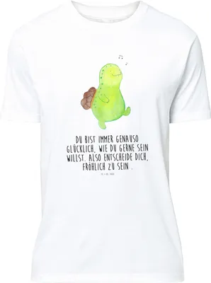 Produktbild von Mr. & Mrs. Panda S T-Shirt Schildkröte Pfeifen - Weiß - Geschenk, Lebensfreude, Schildkröten, Depression, oberteil, Tshirt, mit Aufdruck, Shirt