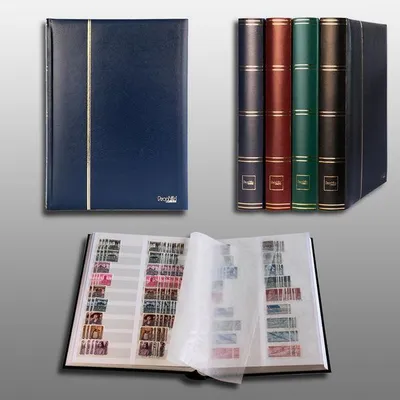 Produktbild von Prophila Collection 60 weiße Geteilte Seiten Briefmarkenalbum Einsteckbuch wattierter Blauer Einband