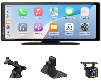 Zdjęcie produktu dla Przenośny ekran Carplay V92R, obsługujący bezprzewodowe połączenia Carplay i Android Auto