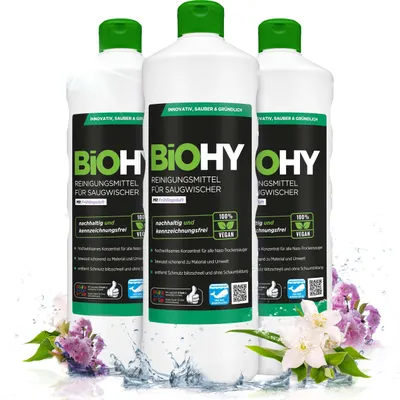 Produktbild von BiOHY Reinigungsmittel für Saugwischer mit Frühlingsduft, Bodenwischpflege, 3 x 1 l