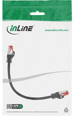 Produktbild von INLINE Patchkabel S-FTP PiMf Cat.6 250MHz PVC Kupfer schwarz 0,25m