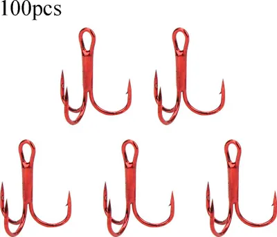 Produktbild von 100pcs Rot Treble Hooks hohen Kohlenstoffstahl Angelhaken Angeln Zubehör8#