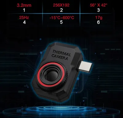 Obrázok produktu pre Mini termovízna kamera s aplikáciou pre Android a USB-C pripojením pre tablety a smartfóny (-15 až +600)