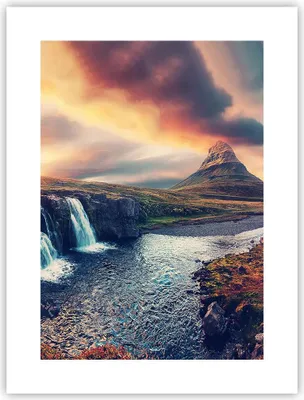 Produktbild von Poster - Poster ohne Rahmen - Wasserfall Himmel Berg - 30x40 cm - Wand Bild - Wanddeko - Wandbilder - Kunstposter - Wandposter - Bilder - Kunstdruck - Wanddekoration - Wandbild - P2XPA30x40-5111