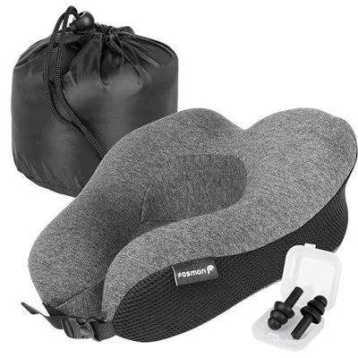 Zdjęcie produktu dla Poduszka podróżna memory foam ergonomiczna zatyczki uszu torba
