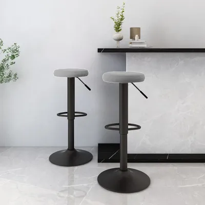 Immagine prodotto di The Living Store Sgabello da bar 2 pezzi. Velluto grigio chiaro