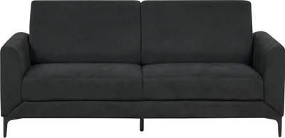 Produktbild von BELIANI 3-Sitzer Sofa Schwarz Stoffbezug mit Hohen Metallbeinen Hohe Rückenlehne Armlehnen Dicke Sitzkissen Retro Wohnzimmer Polstersofa Couch